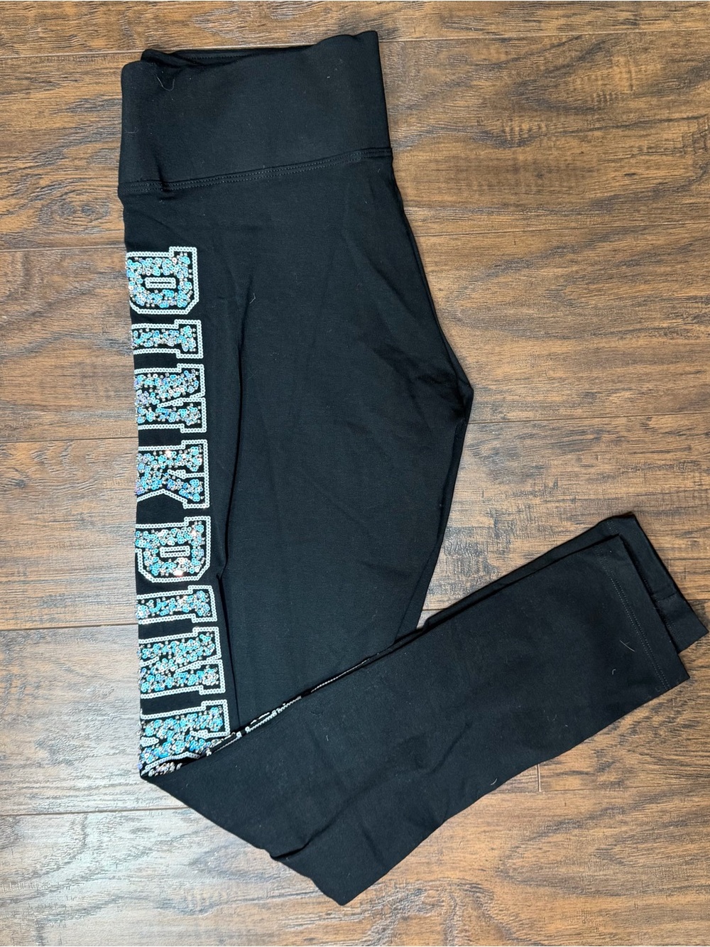 Victoria’s Secret PINK Bling Sequins Mermaid Crystal Yoga Leggings Size M - Picture 2 of 4